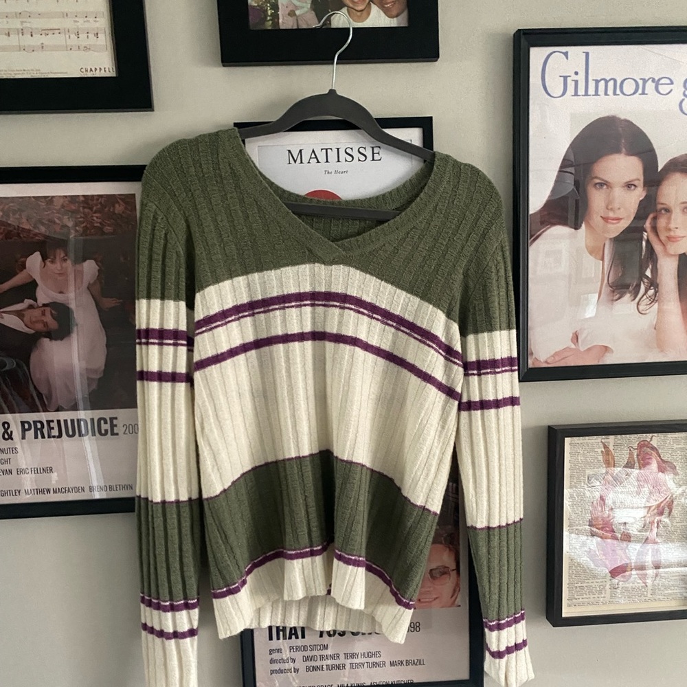 Striped oversized long sleeve top